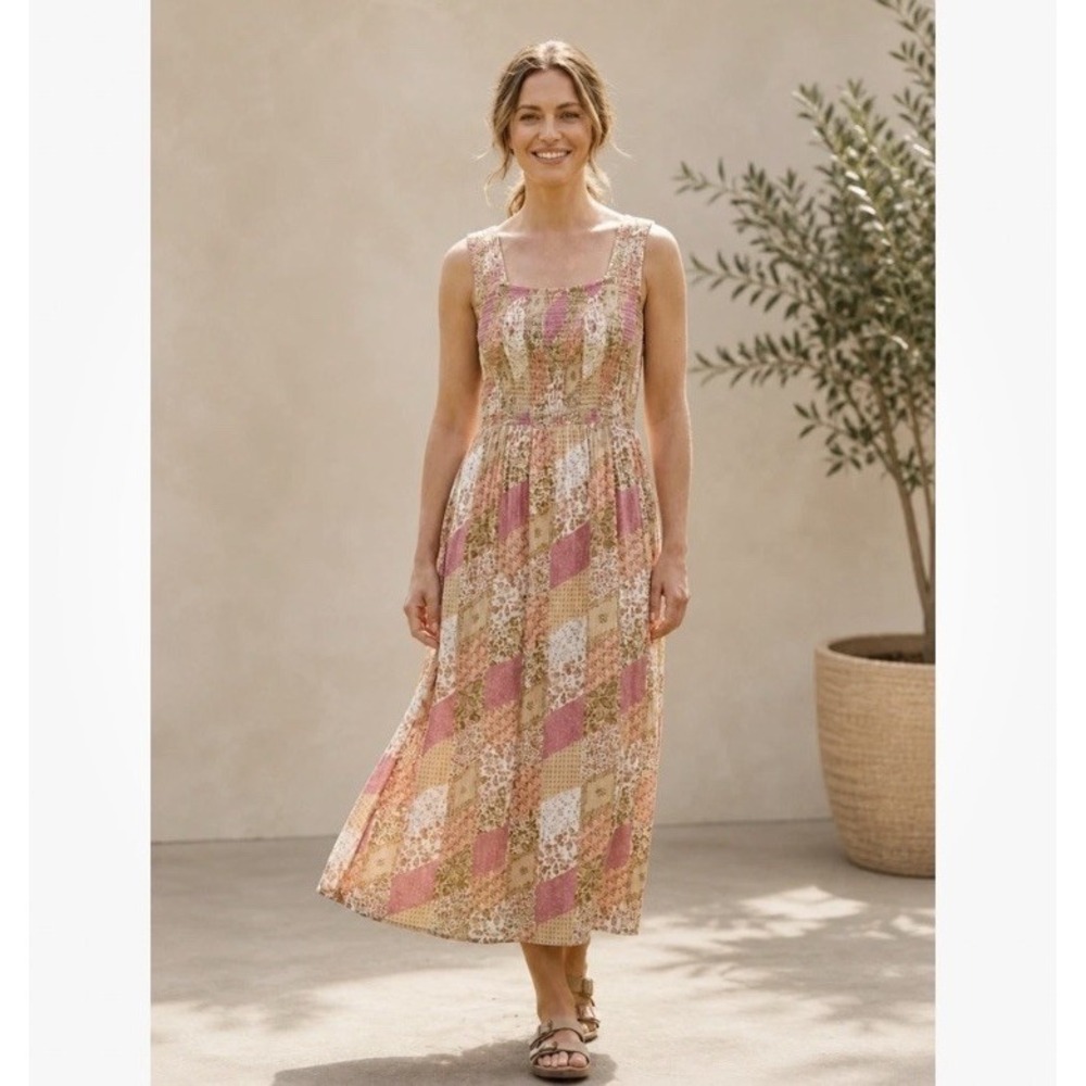FAT FACE Aria Air Patch Midi Dress Sz US 12 R Patchwork NWT Boho Floral UK 16 R